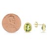 Oval Peridot Twisted Bezel Post Earrings in Yellow Gold
