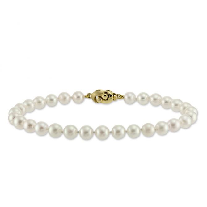 TARA Pearls Akoya Cultured Pearl Bracelet, 5.5x6mm in Yellow Gold