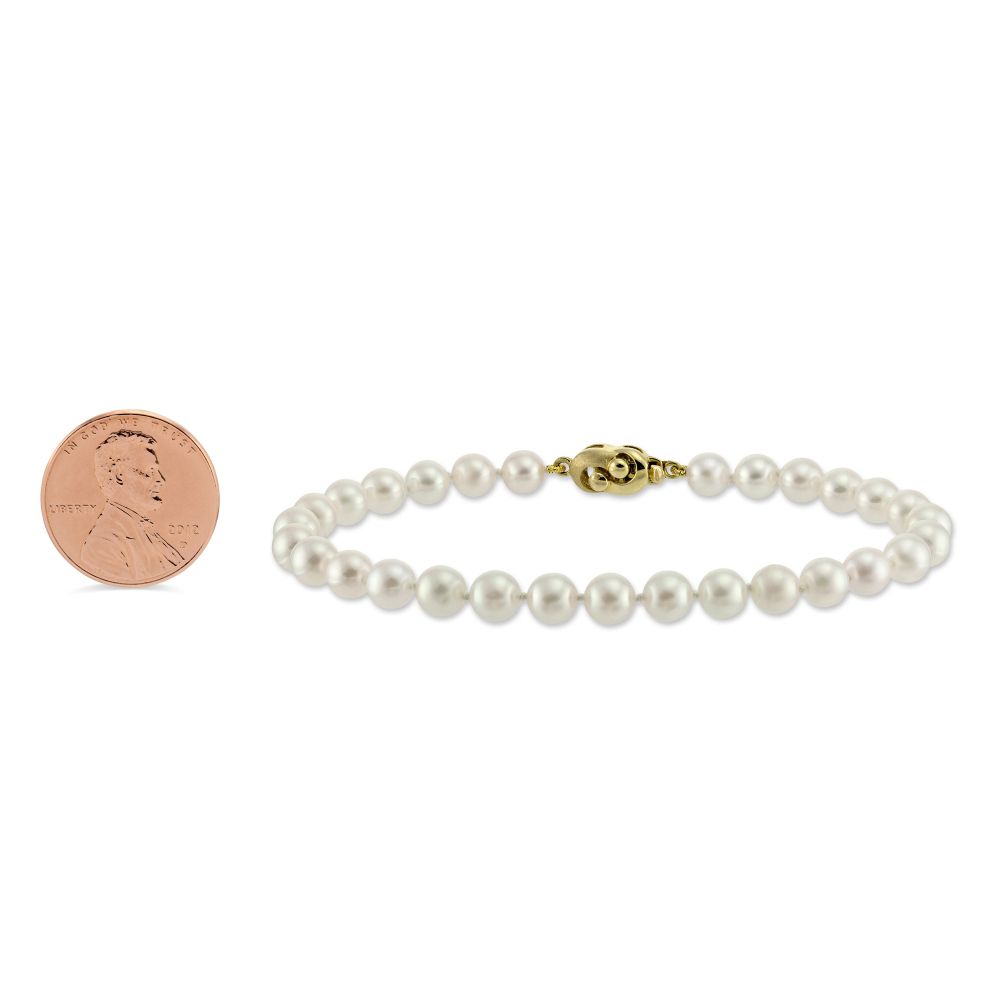 TARA Pearls Akoya Cultured Pearl Bracelet, 6.5x7mm in Yellow Gold