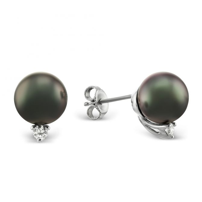 TARA Pearls Tahitian Cultured Pearl & Diamond Stud Earrings in White Gold