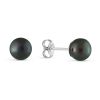 TARA Pearls Black Cultured Pearl Stud Earrings, 7x7.5mm in White Gold