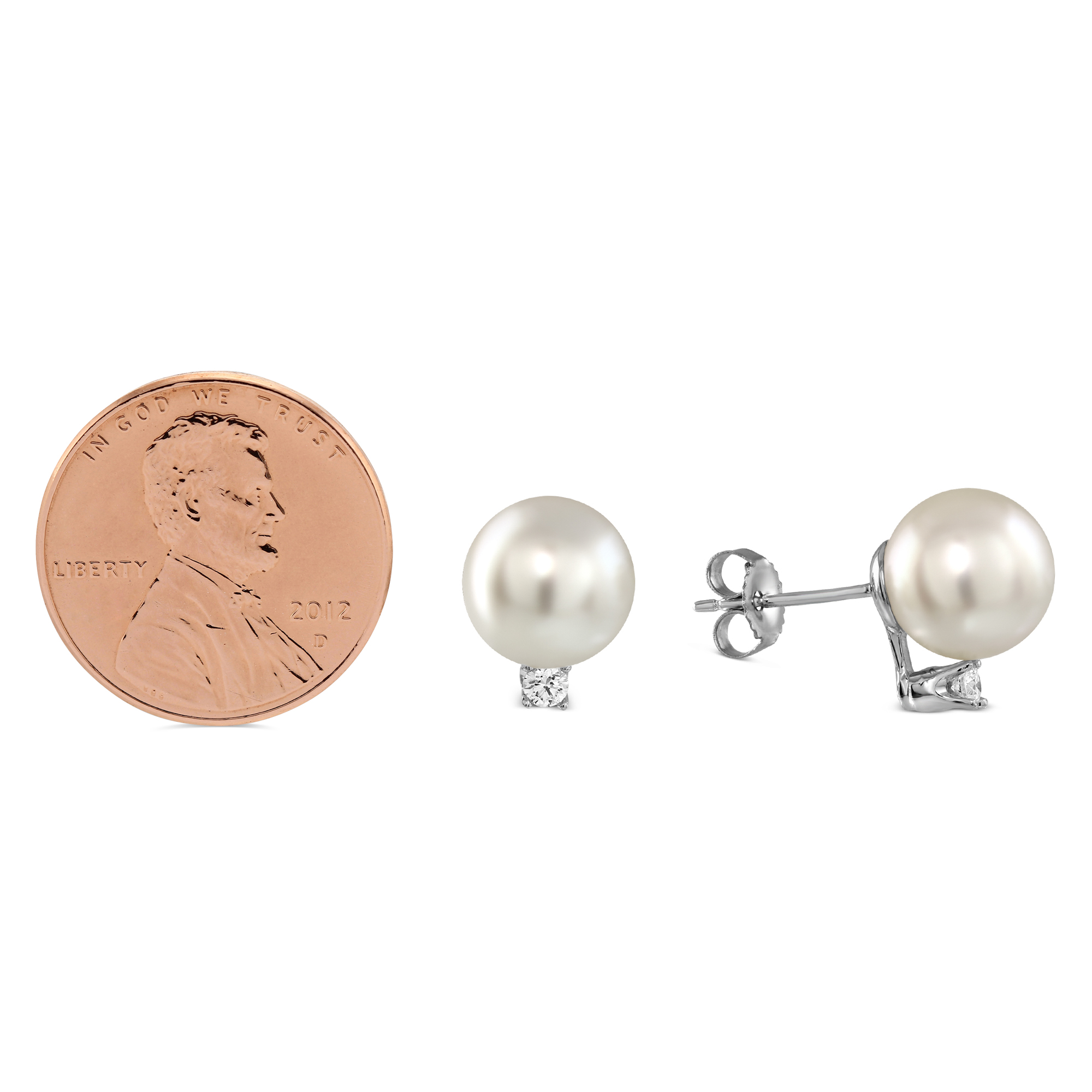 TARA Pearls South Sea Cultured Pearl & Diamond Earrings in White Gold, 8.5x9mm