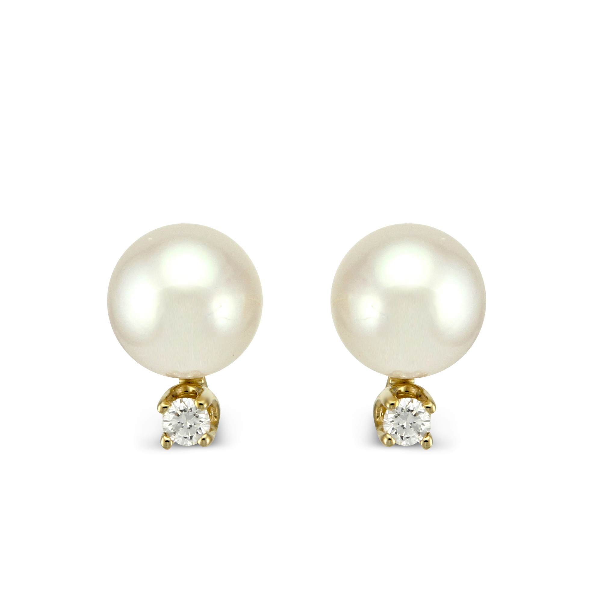 TARA Pearls 5mm White Cultured Pearl & Diamond Stud Earrings in Yellow Gold