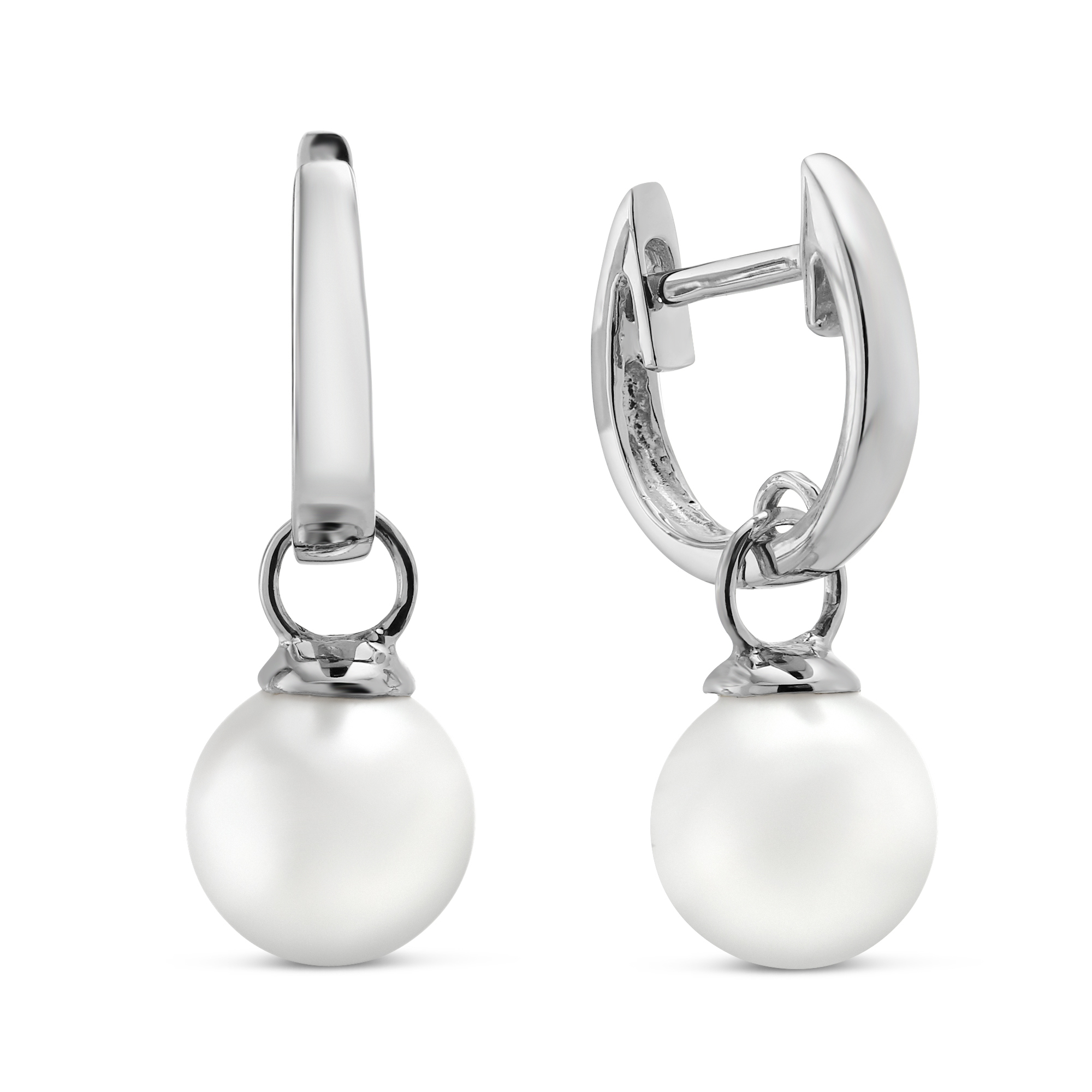 14K White Gold White Cultured Pearl Drop Earrings | Borsheims