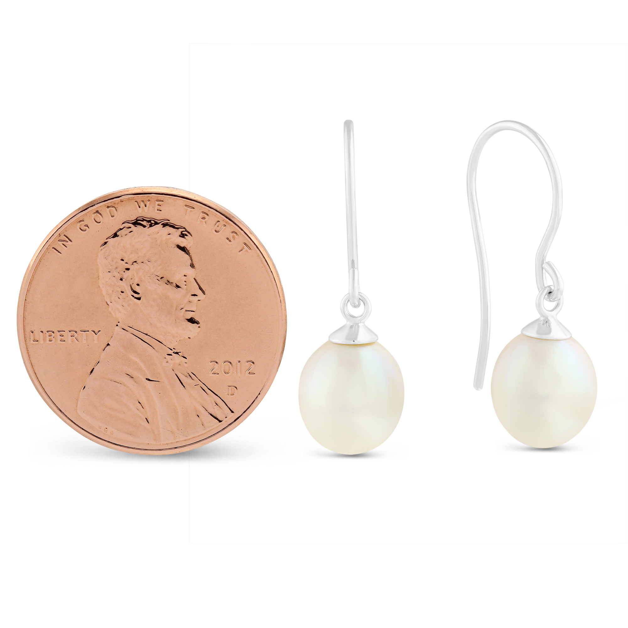 14K White Gold Freshwater Cultured Pearl Shepherd's Hook Earrings