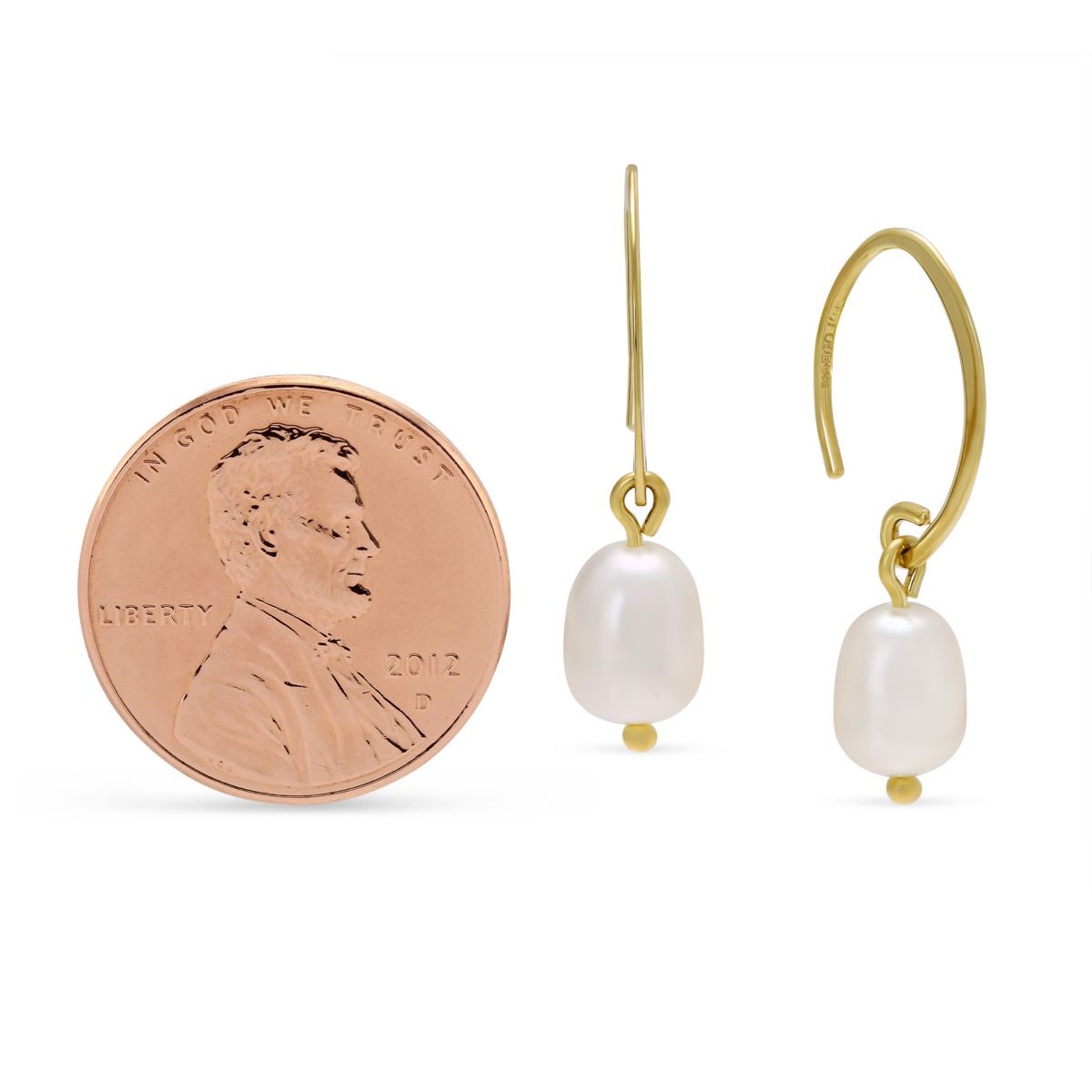 14K Yellow Gold Freshwater Cultured Pearl Dangle Earrings