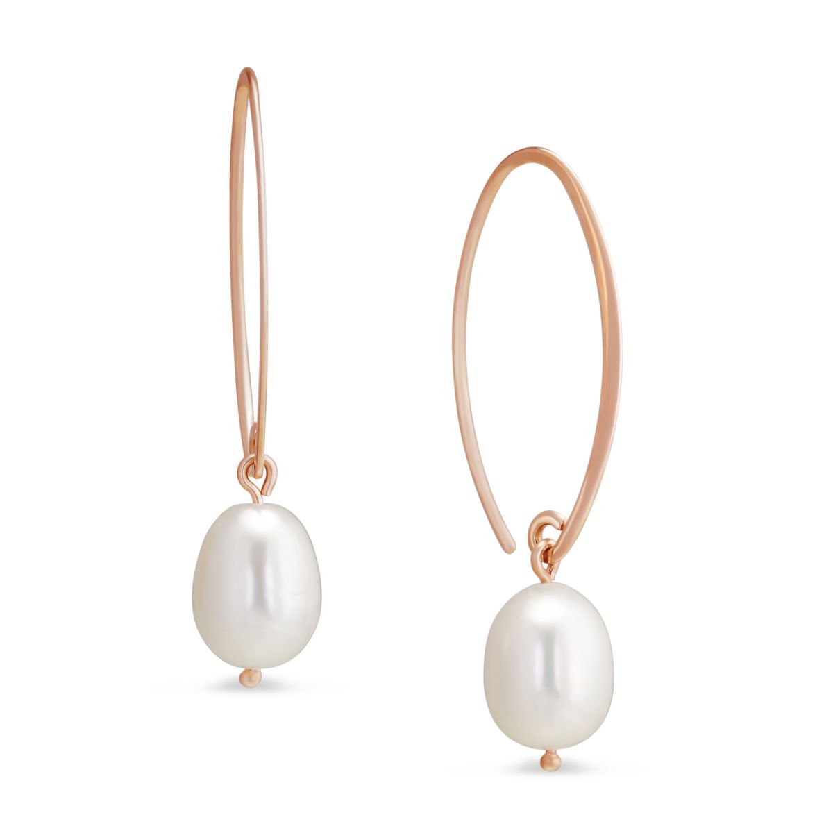 Freshwater Cultured Pearl Drop Earrings in Rose Gold