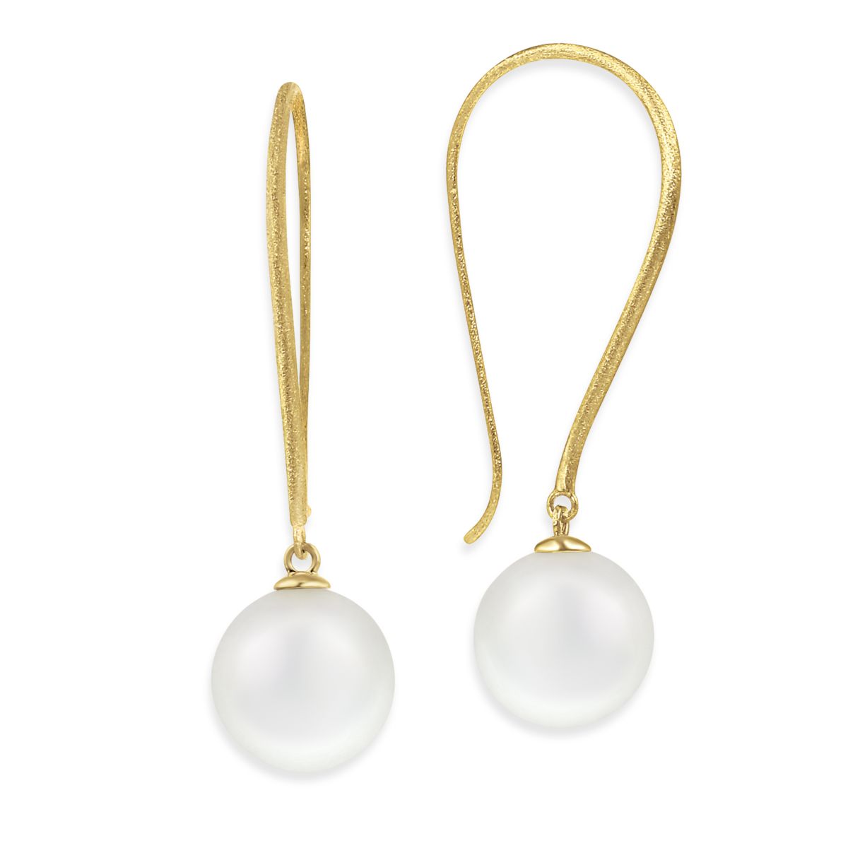 TARA Pearls South Sea Cultured Pearl Drop Earrings with Yellow Gold Matte Shepherd Hooks