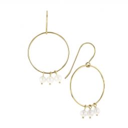 14k Yellow Gold White Freshwater Cultured Pearl Triple Drop Circle 14k Yellow Gold White Freshwater Cultured Pearl Triple Drop Circle Earrings