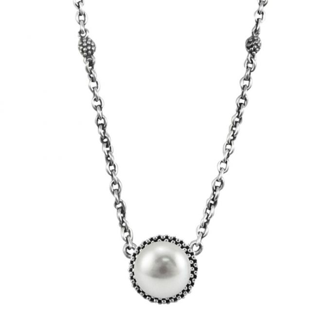 LAGOS Sterling Silver Luna Freshwater Cultured Pearl Station Necklace