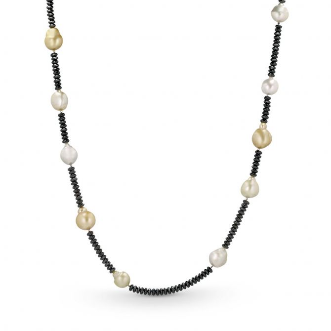 TARA Pearls Sterling Silver and Black Hematite Beaded Cultured Pearl Station Necklace, 18"