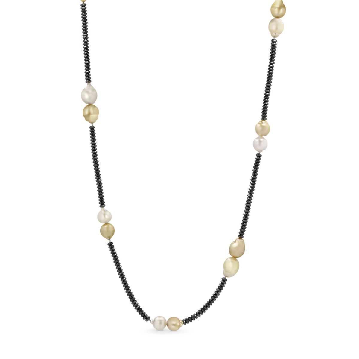 TARA Pearls Sterling Silver and Black Hematite Beaded Cultured Pearl Double Station Necklace, 34