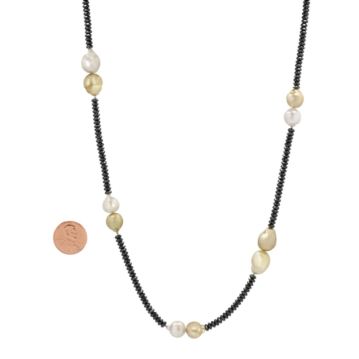 TARA Pearls Sterling Silver and Black Hematite Beaded Cultured Pearl Double Station Necklace, 34