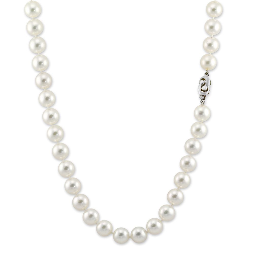 Akoya Cultured Pearl Strand, 6.5x7mm in White Gold, 18
