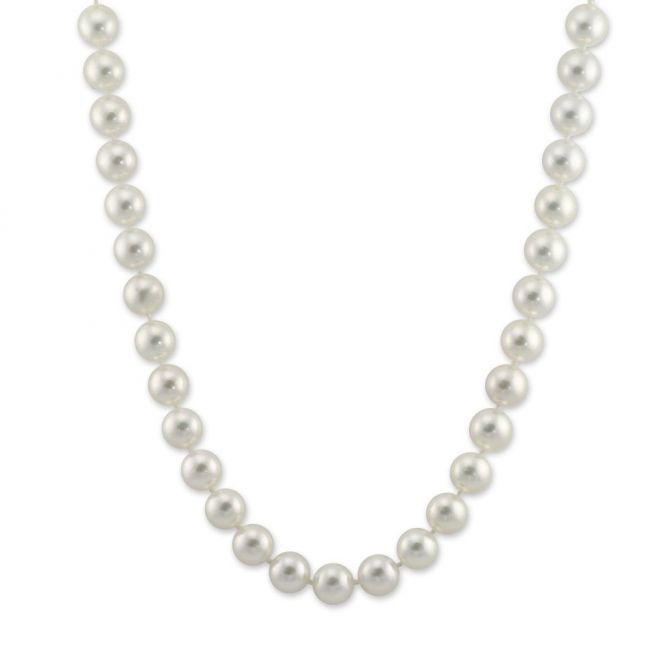 TARA Pearls Akoya Cultured Pearl Strand, 7x7.5mm with White Gold & Diamond Clasp, 18"