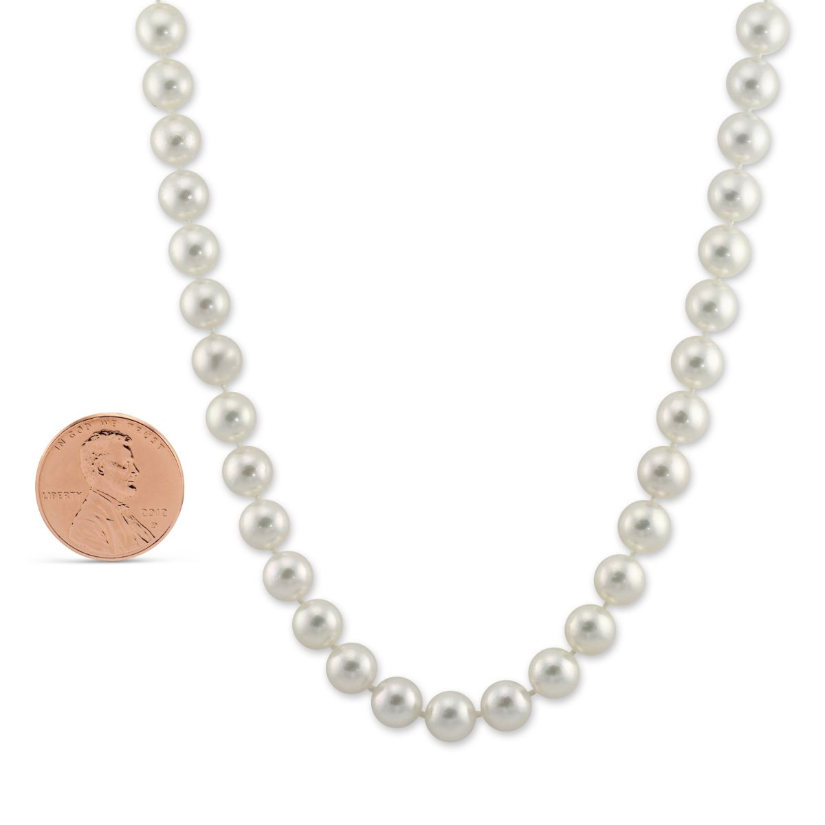 TARA Pearls Akoya Cultured Pearl Strand, 7x7.5mm with White Gold & Diamond Clasp, 18