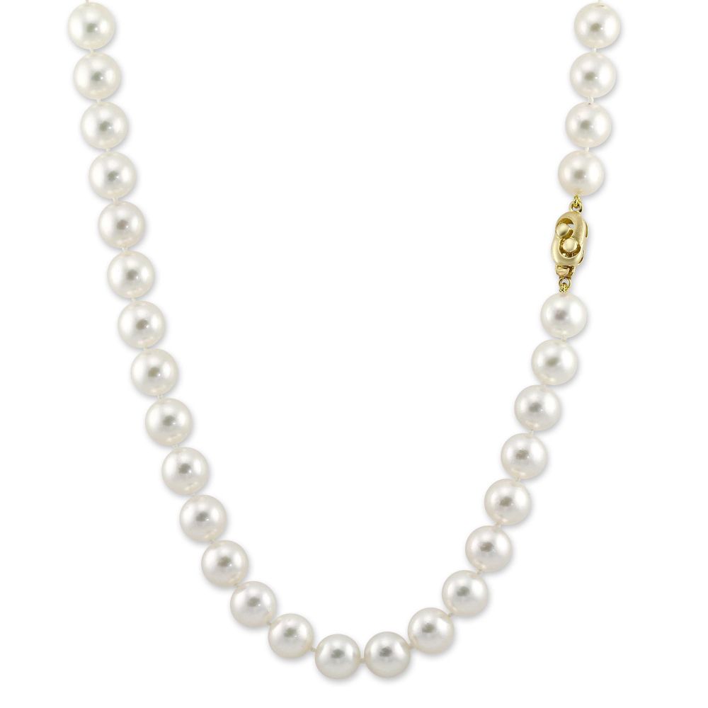 TARA Pearls Akoya Cultured Pearl Strand, 8x8.5mm in Yellow Gold, 18