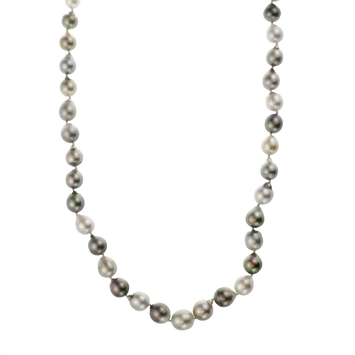 14K White Gold Black & Gray Tahitian South Sea Baroque Cultured Pearl Strand, 36