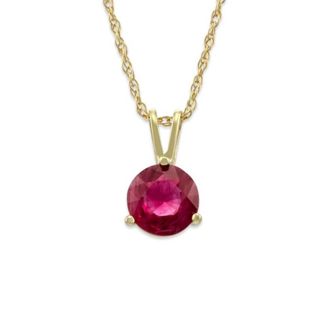 Round Ruby Pendant in Yellow Gold, 18 