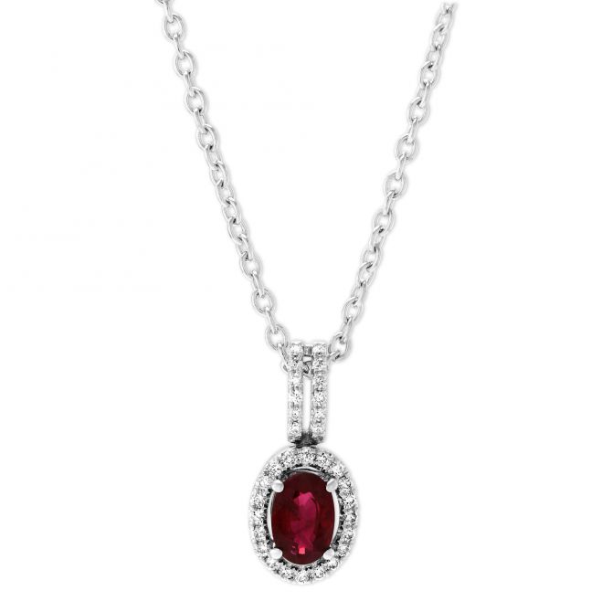 Oval Ruby & Diamond Ring in White Gold