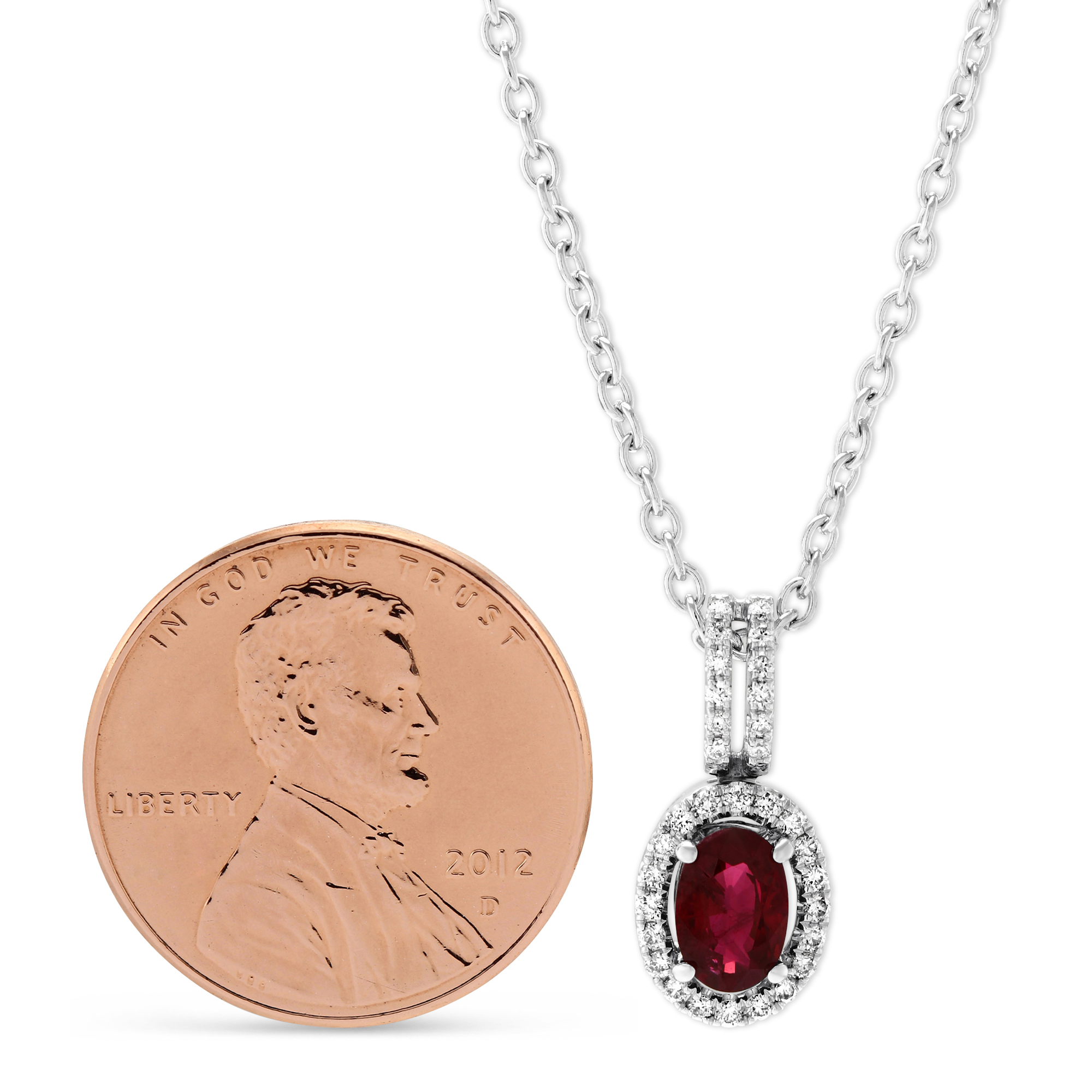 Oval Ruby & Diamond Ring in White Gold