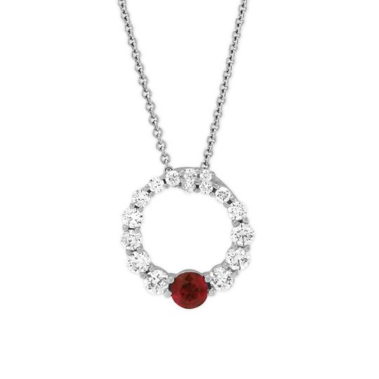 14k White Gold Diamond Ruby Circle Pendant 18 Borsheims - 14k Gold Diamond And Ruby Pendant 14k White Gold Diamond Ruby Circle Pendant 18 Borsheims - 14k Gold Diamond And Ruby Pendant