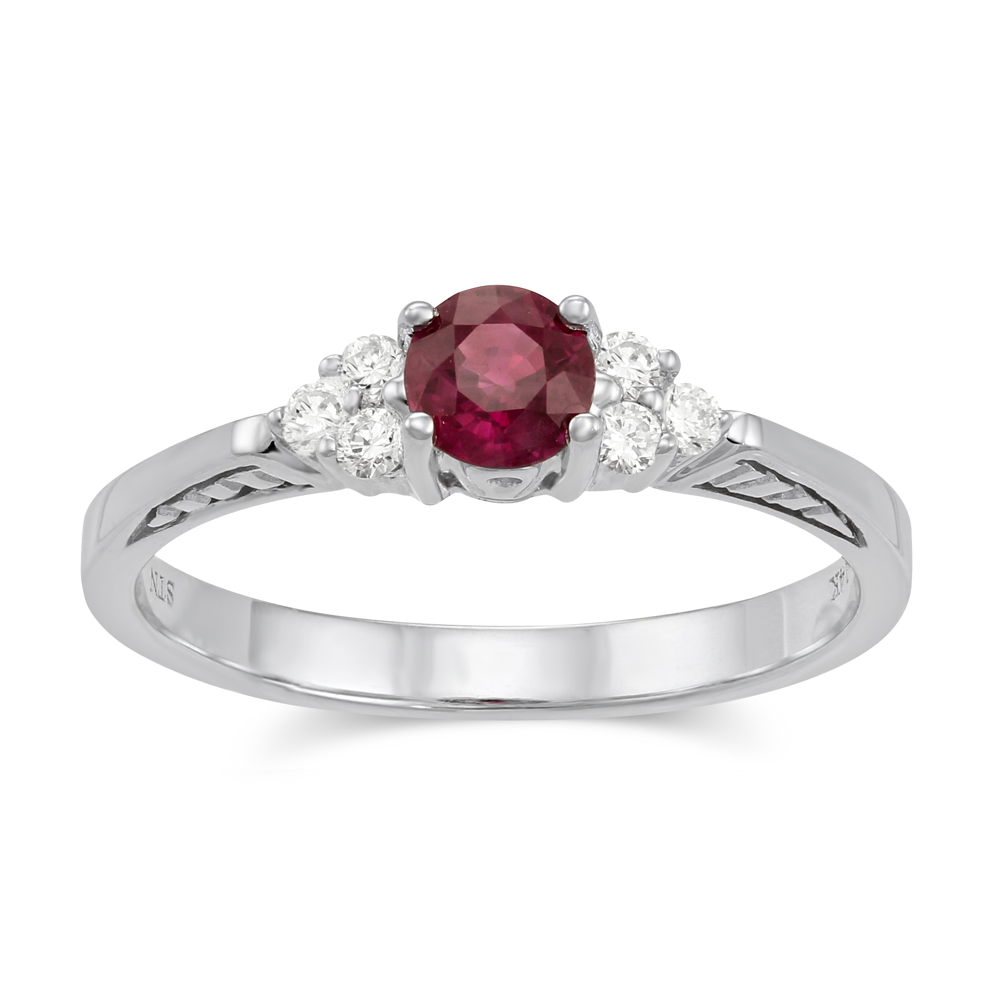 14K White Gold Round Ruby & Diamond Ring | Borsheims