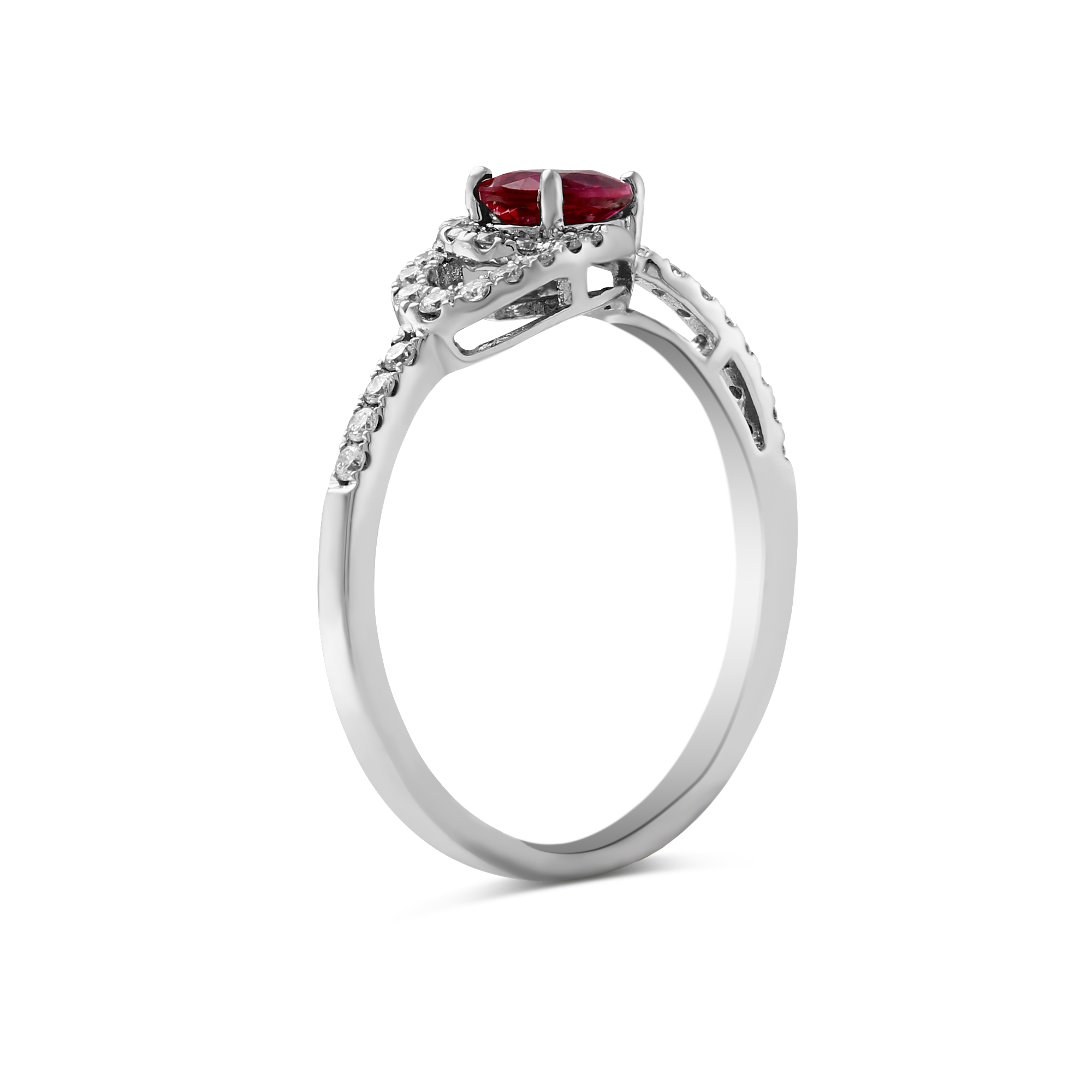14K White Gold Pear Shaped Ruby & Diamond Ring