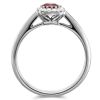 14K White Gold Round Ruby & Diamond Halo Ring