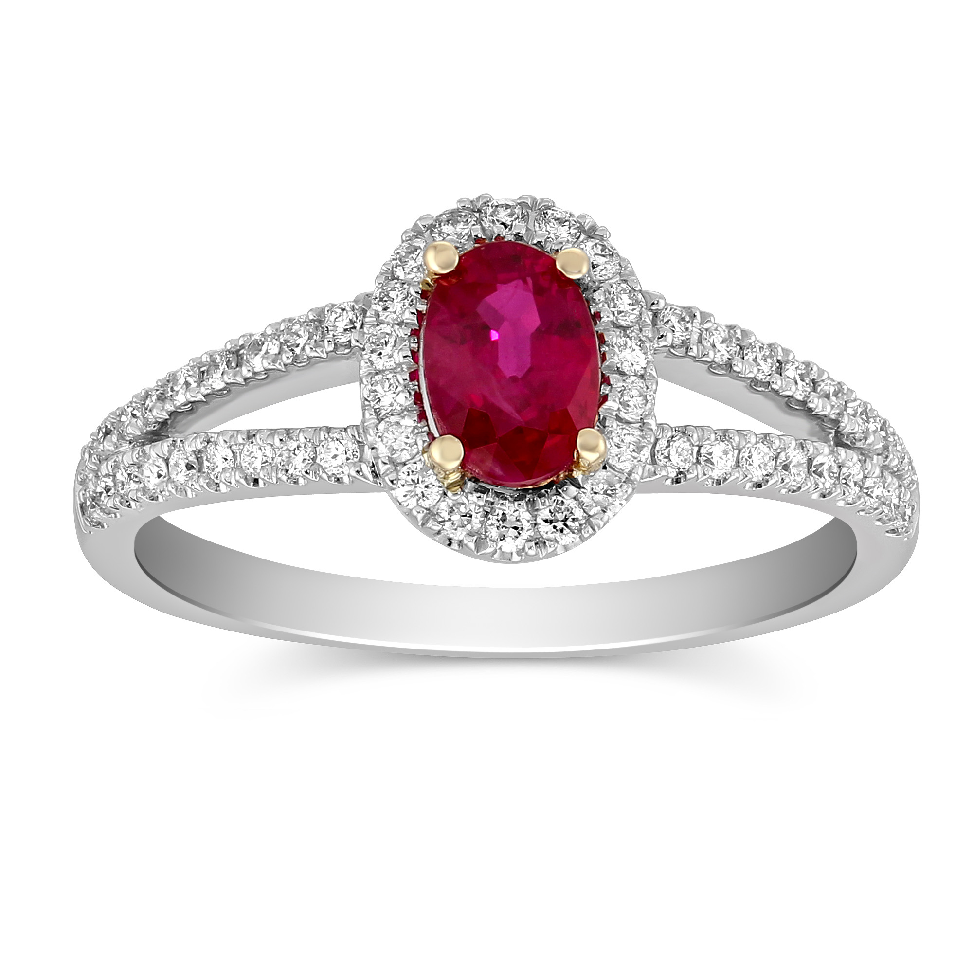 14K White Gold Oval Ruby & Diamond Ring | Borsheims
