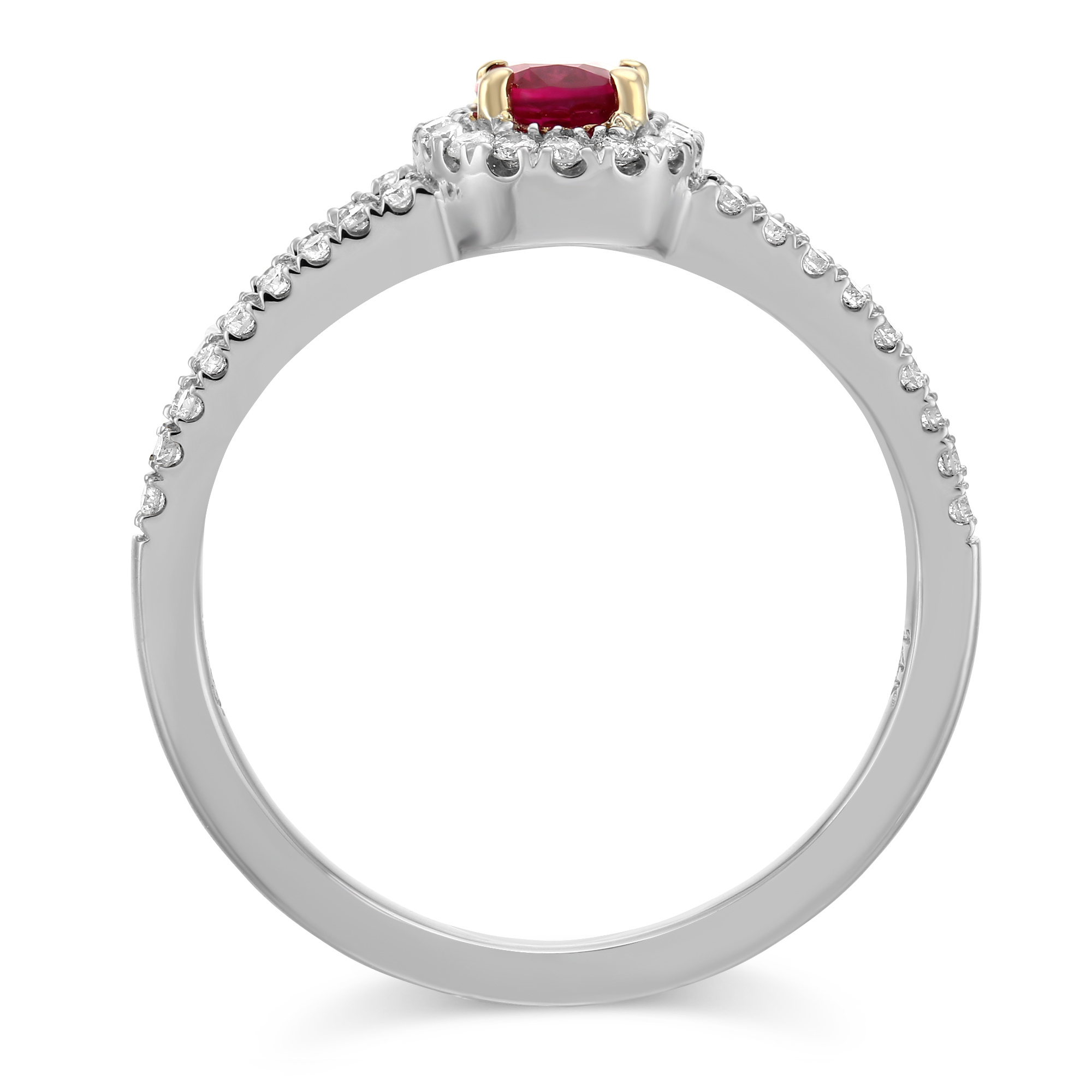 14K White Gold Oval Ruby & Diamond Ring