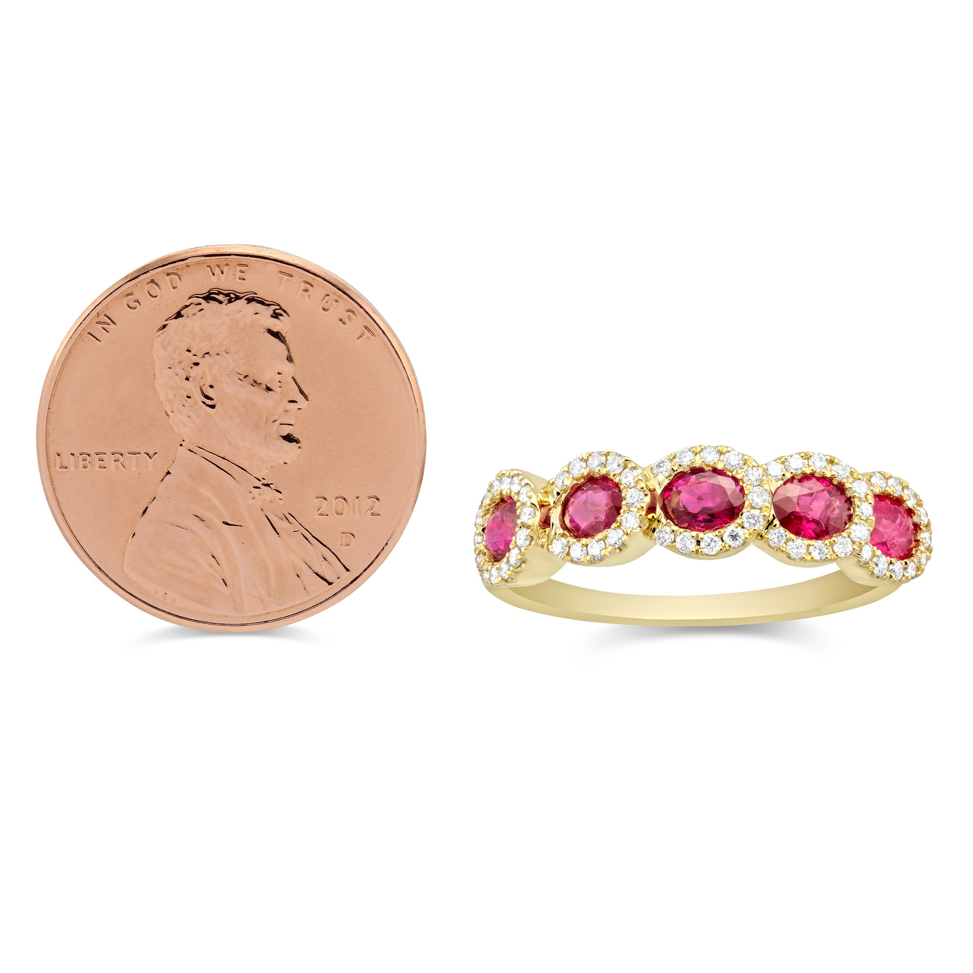 14K Yellow Gold Oval Ruby & Diamond Ring