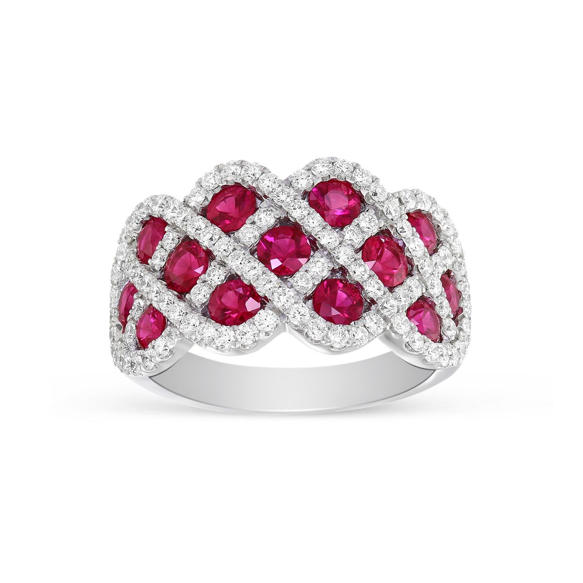 14K White Gold Ruby & Diamond Lattice Ring | Borsheims