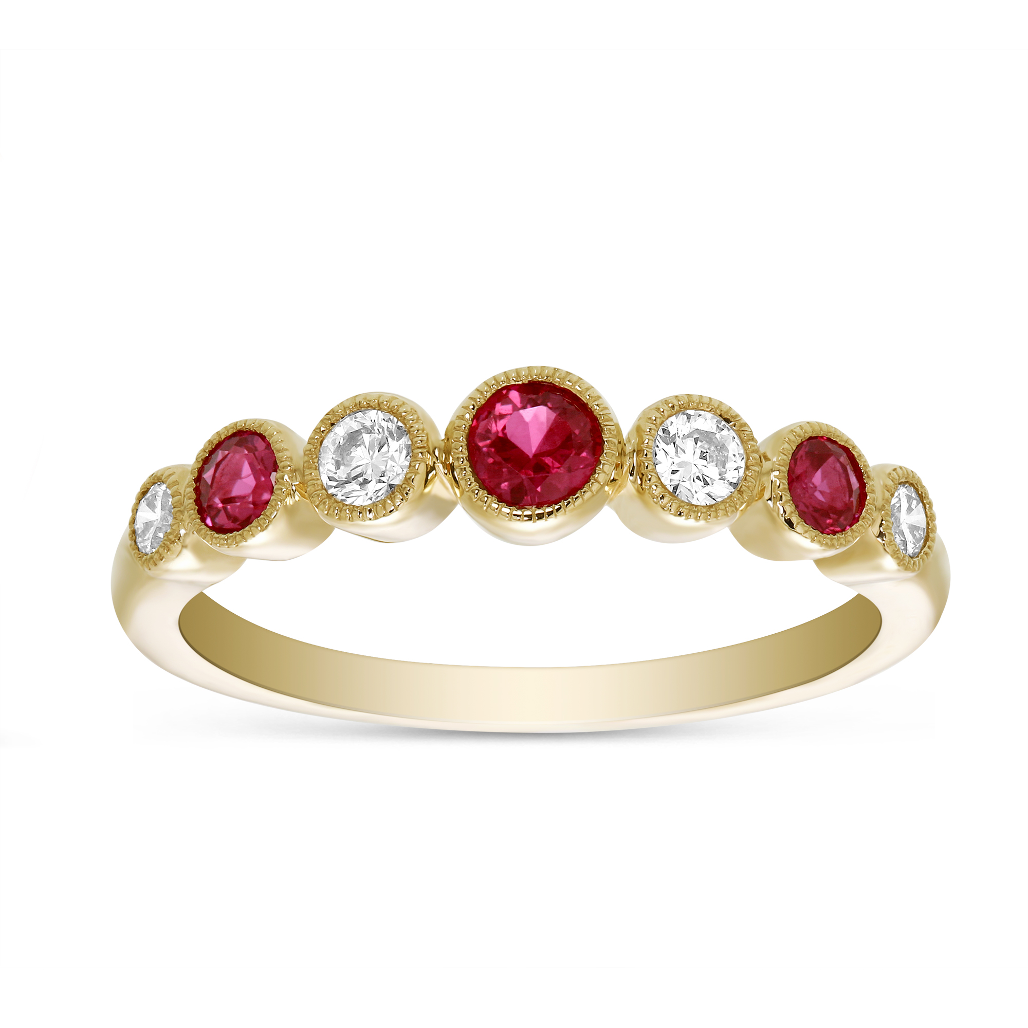 14K Yellow Gold Ruby & Diamond Bezel Set Ring, 0.22cttw Borsheims