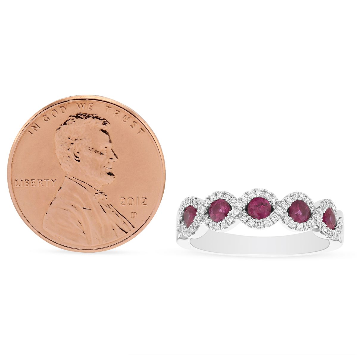 14K White Gold Ruby & Diamond Twist Ring