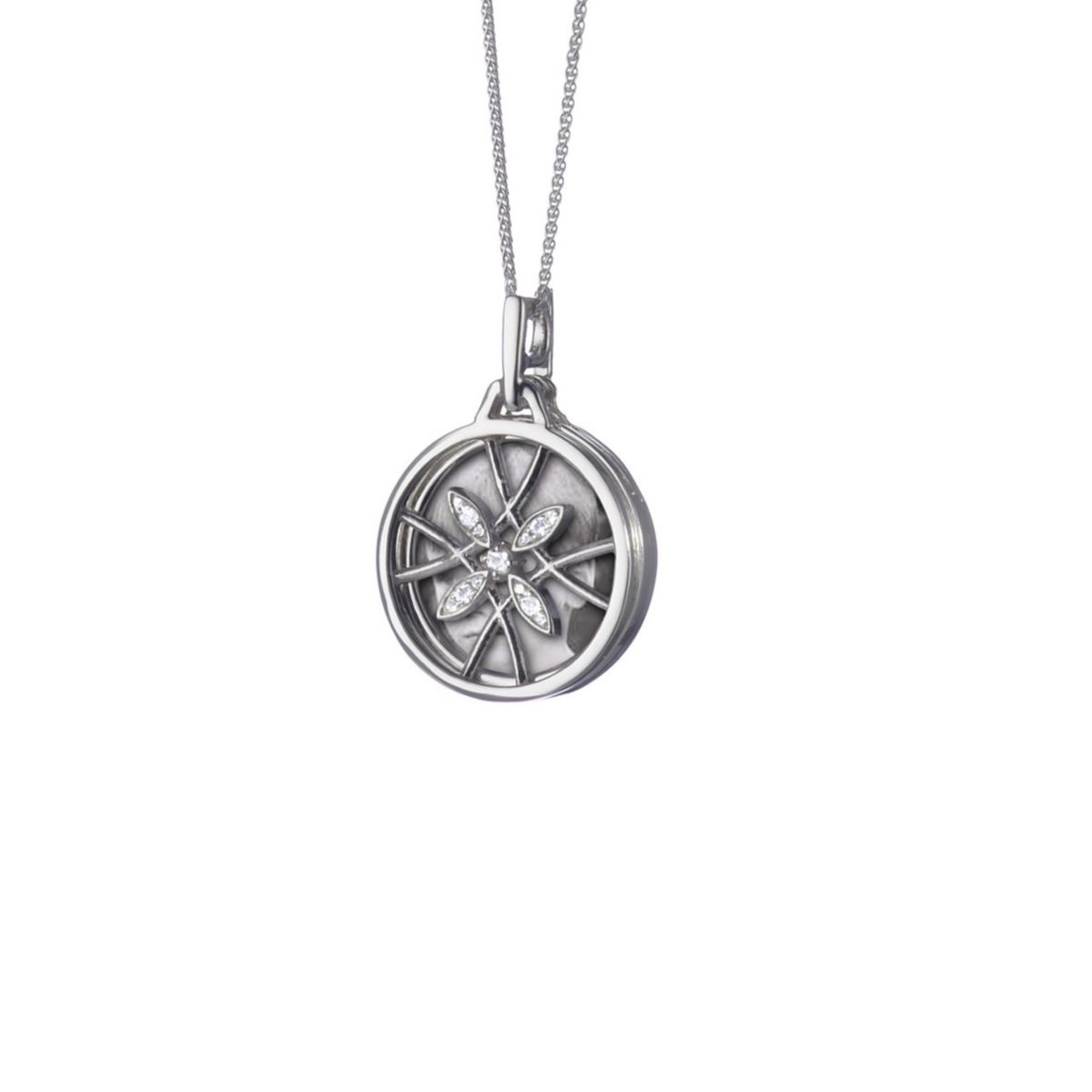 Monica Rich Kosann Round Gate Locket with White Sapphires in Sterling Silver