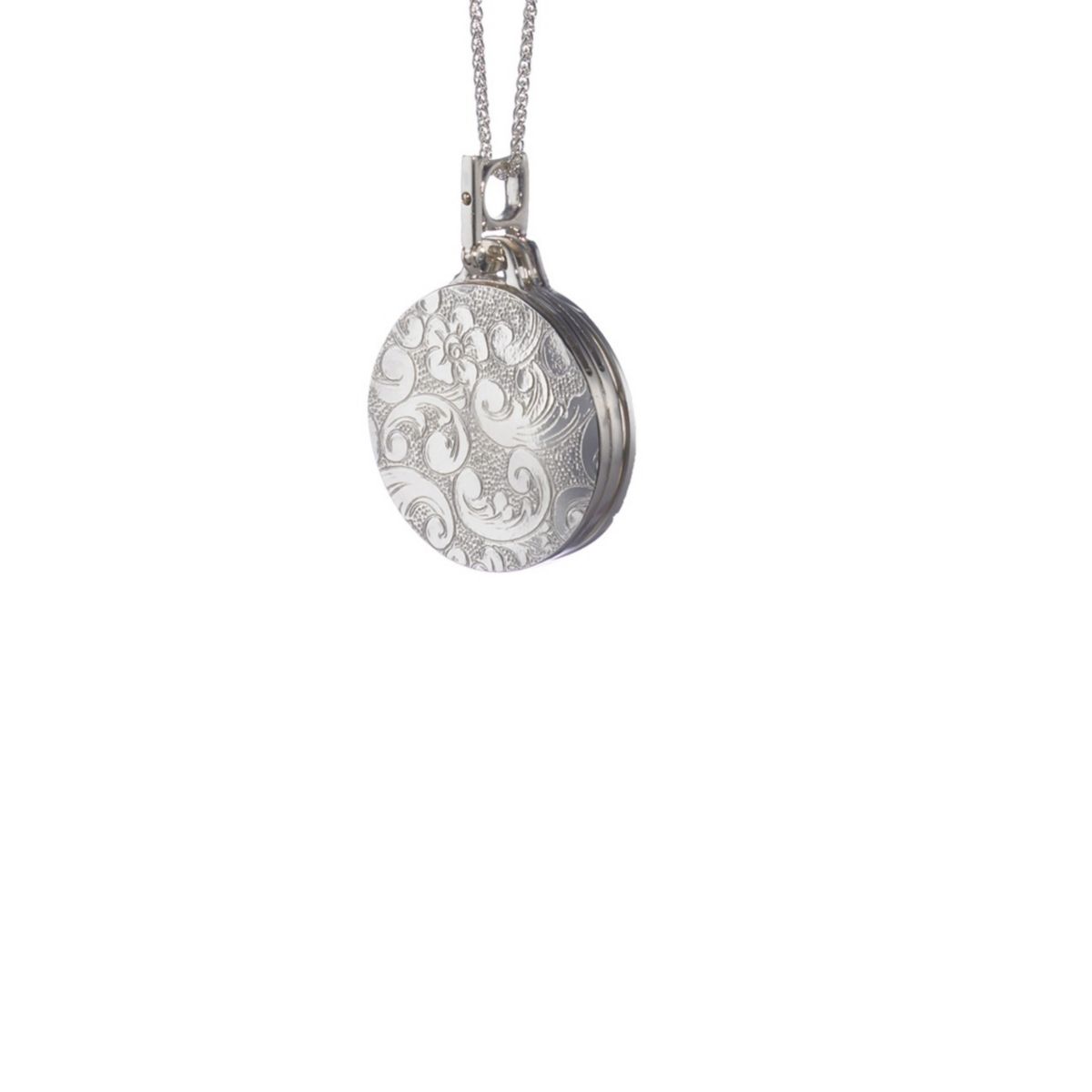 Monica Rich Kosann Round Gate Locket with White Sapphires in Sterling Silver
