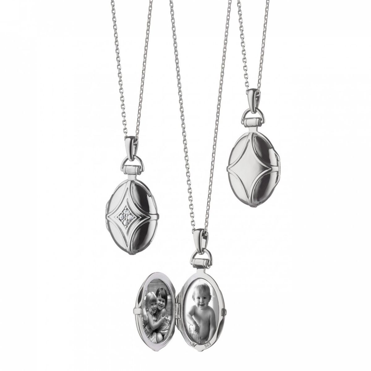 Monica Rich Kosann Petite Bridle Locket in Sterling Silver with White Sapphire, 30