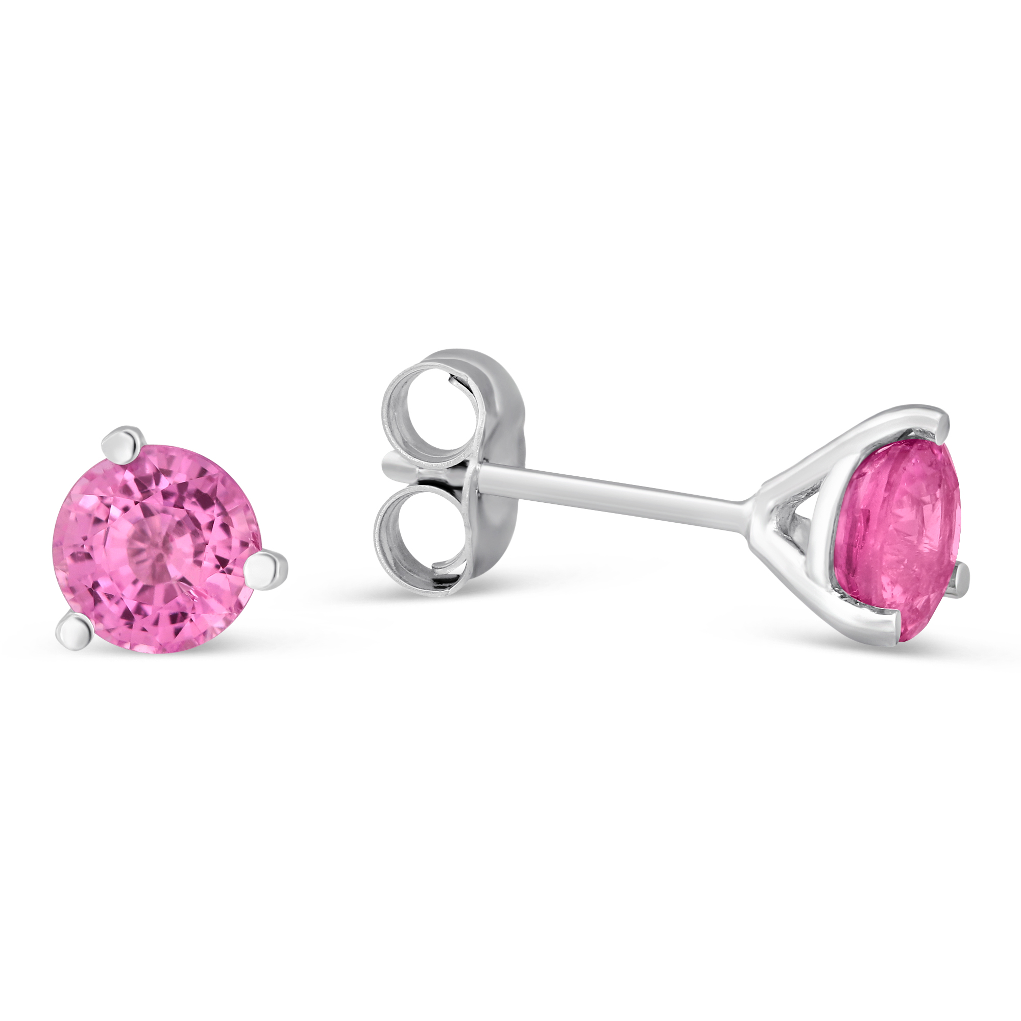 14K White Gold Round Pink Sapphire Stud Earrings, 5mm Borsheims