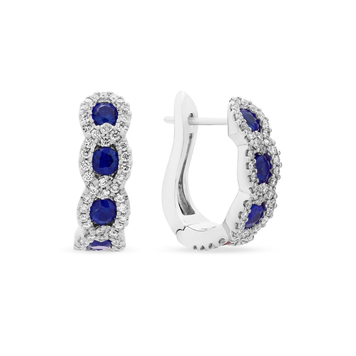 Sapphire & Diamond Chain Hoop Earrings in White Gold Borsheims