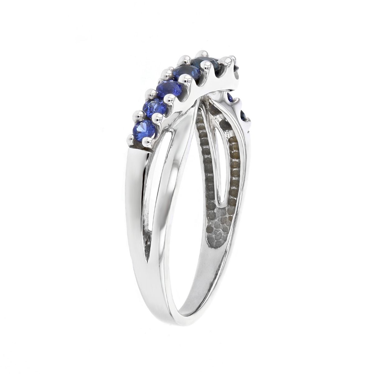 14K White Gold Graduated Sapphire Twist Ring