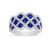 Sapphire & Diamond Lattice Ring in White Gold