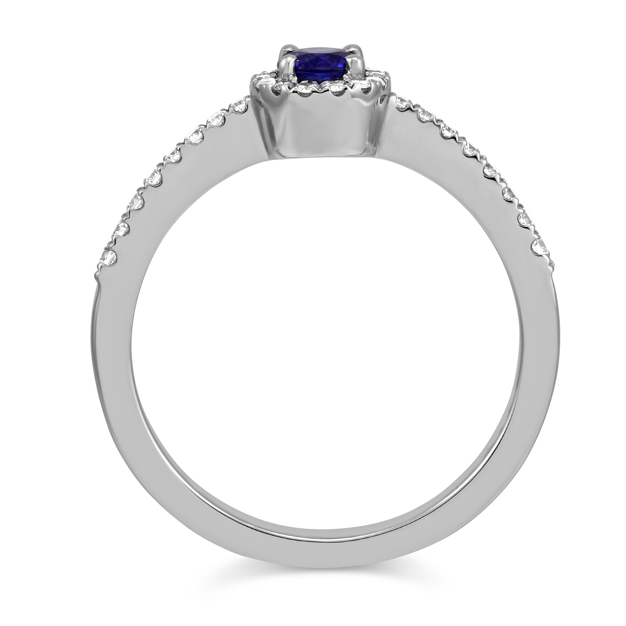 Sapphire & Diamond Halo Ring in White Gold