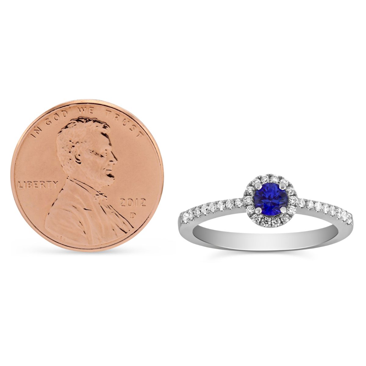 Sapphire & Diamond Halo Ring in White Gold