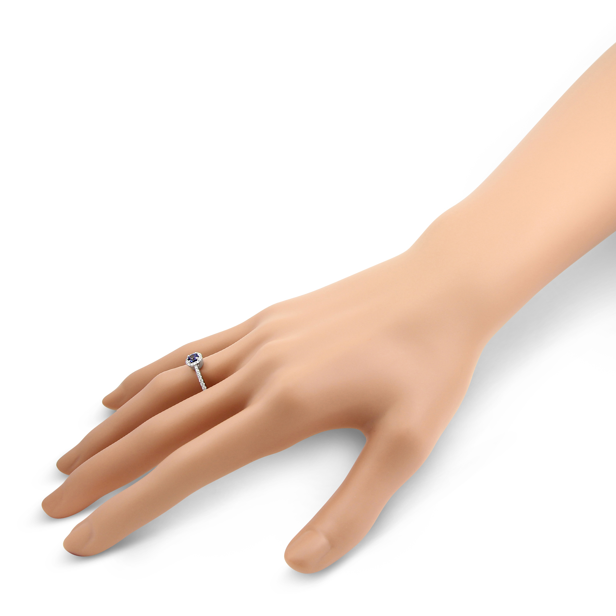 Sapphire & Diamond Halo Ring in White Gold