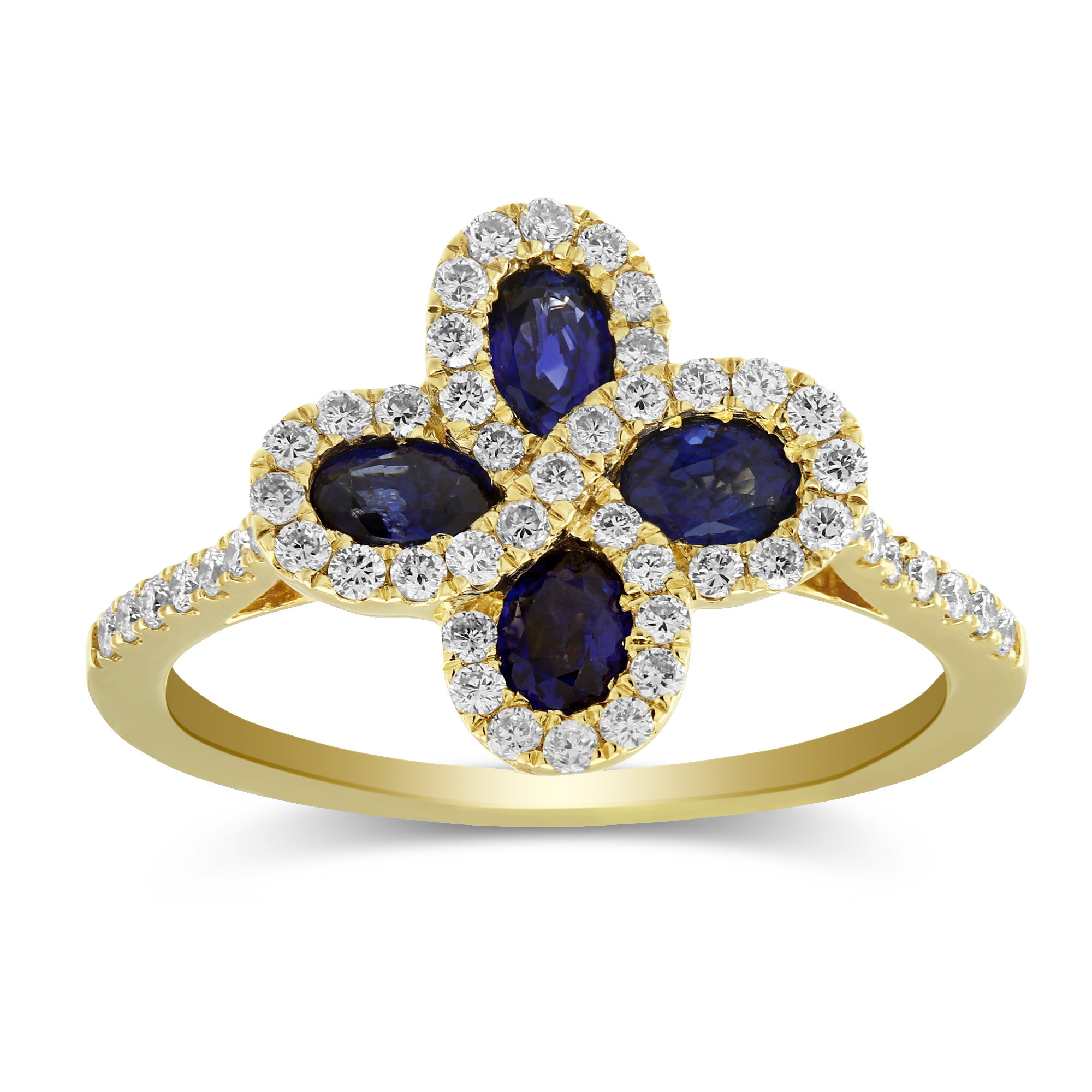 14K Yellow Gold Oval Sapphire & Diamond Flower Ring Borsheims