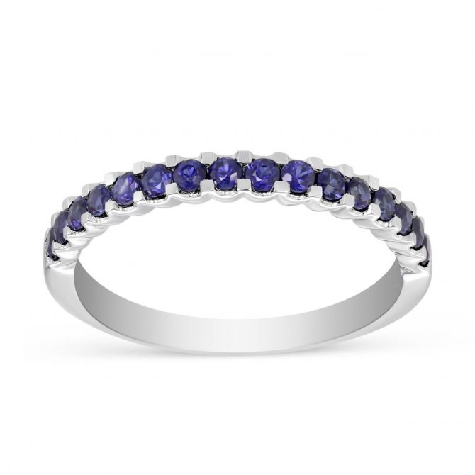 14K White Gold Sapphire Band