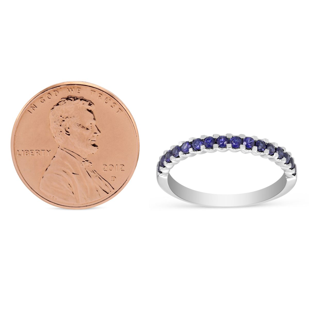 14K White Gold Sapphire Band