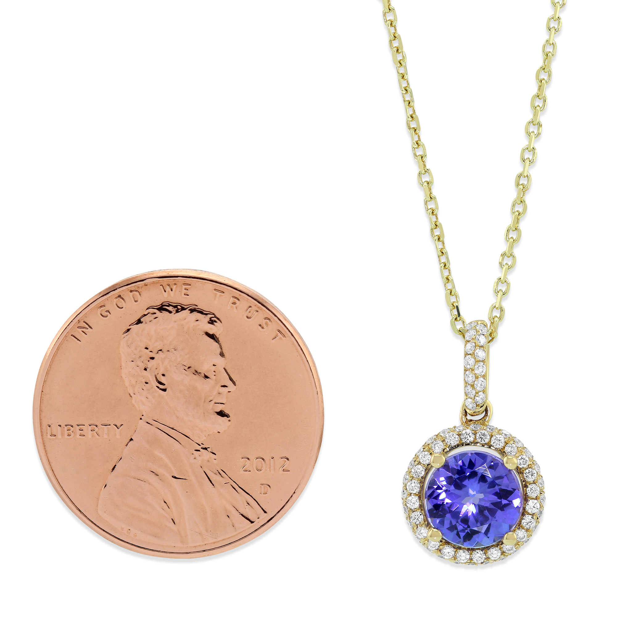 14K Yellow Gold Tanzanite & Diamond Pendant, 18