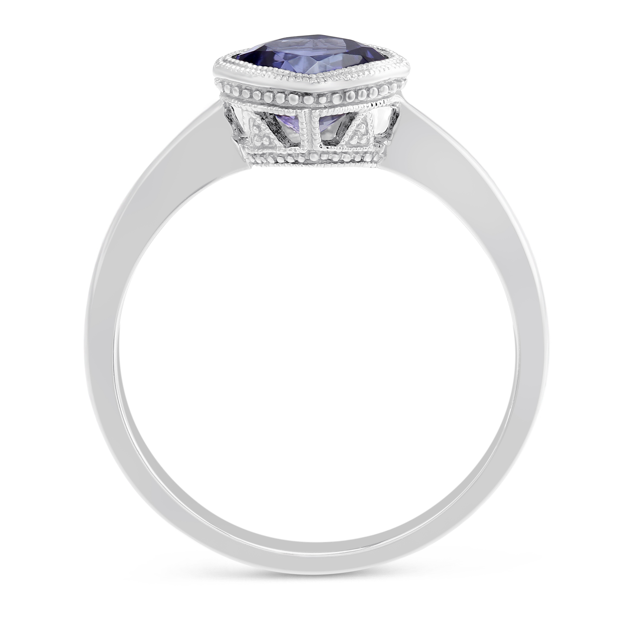 14K White Gold Cushion Tanzanite Ring